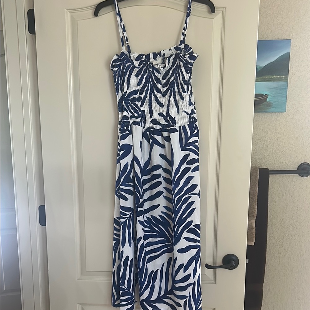 H&M Blue Palm Leaf Sundress